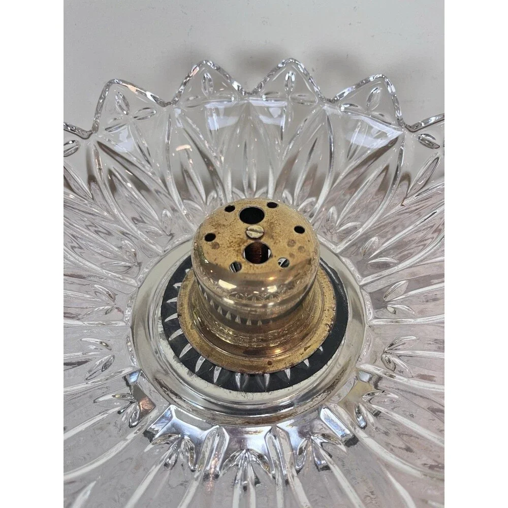 Vintage MCM Starburst Allegheny Glass Brass Nutcracker Bowl Holiday Entertaining